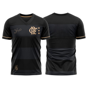 Camisa Flamengo Zico 1981 Preto e Ouro Retrô Masculina
