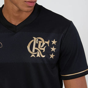 Camisa Flamengo Zico 1981 Preto e Ouro Retrô Masculina